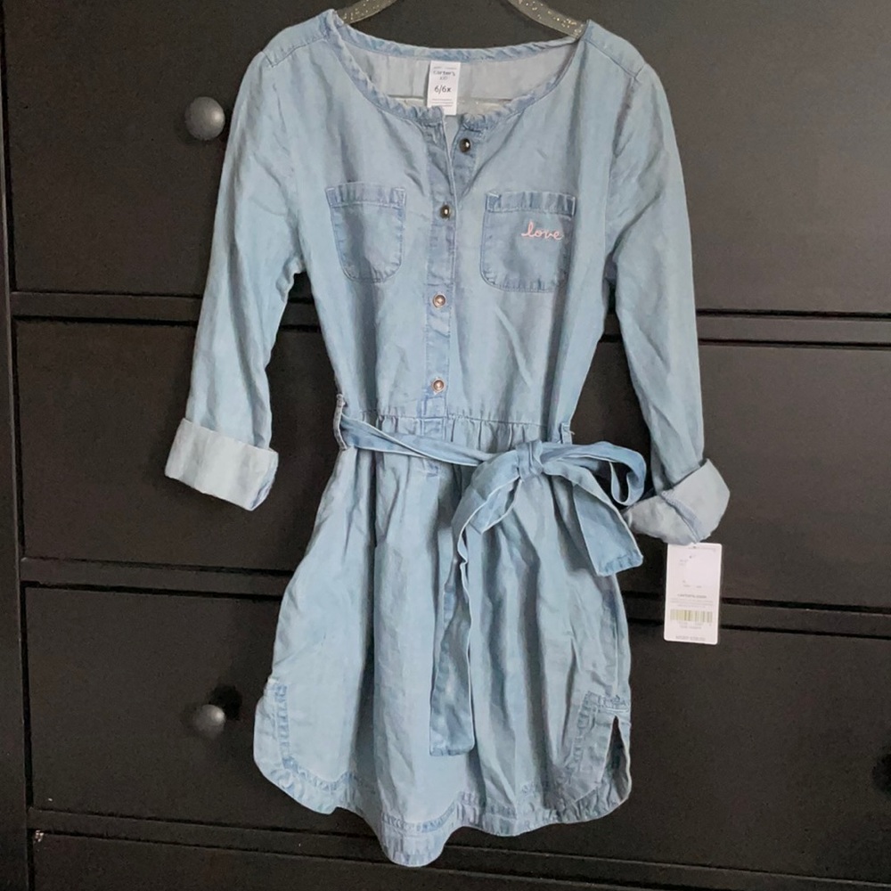 Jean dress 3/4 length sleeves.